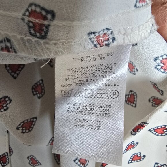 Ann Taylor Women S Long Sleeve Heart Print Pull Over Blouse Shirt Office Career - Picture 6 of 9